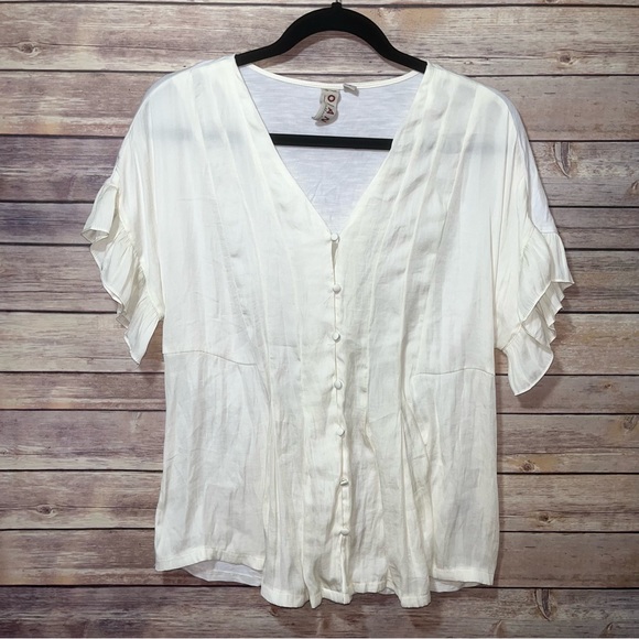 dolan Tops - Anthropologie DOLAN Ivory Button Flowy Blouse Size Medium A3